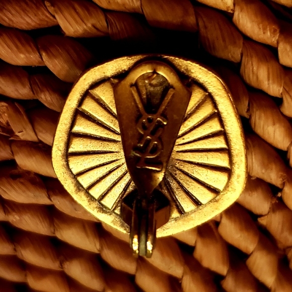 VTG YSL Designer Earrings - Aubergine Gripoix Glass / Gold Tone - EVC - Picture 9 of 11